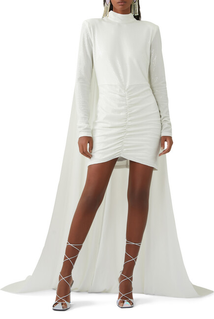 Sequin Embellished Cape Dress